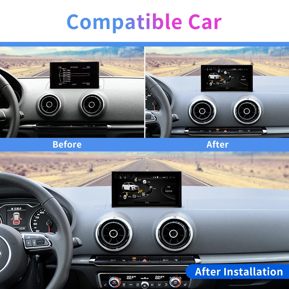 Navegador GPS con pantalla táctil IPS de 7 , 8 núcleos, WIFI, SIM, para  Audi A3 2013-2018 BT, inalámbrico, Carplay, Multimedia, Android 12