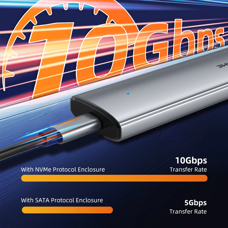 케이블타임 USB C NVMe PCIe SSD 인클로저 Gen2 10Gbps M.2 to USB-C 어댑터 박스 (NVME PCIE NGFF SATA 디스크 M2 SSD 인클로저용)