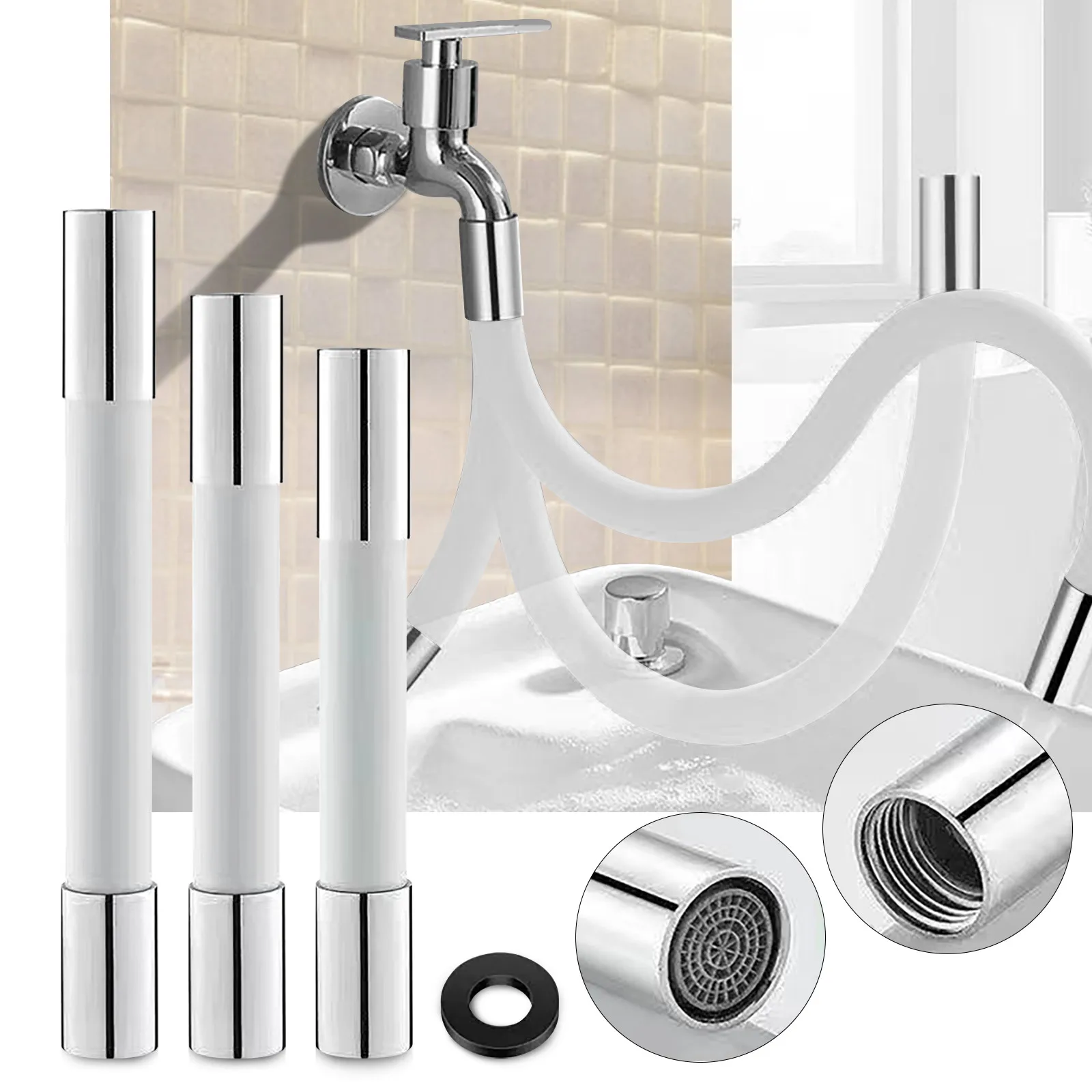 

Household Flexible Water Tap Extender Universal Extension Tube 360° Bending Faucet Extender Rotatable Automatic Faucet For Kitc