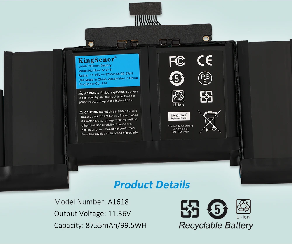 Kingsener A1618 Para Apple MacBook Pro 15 A1398