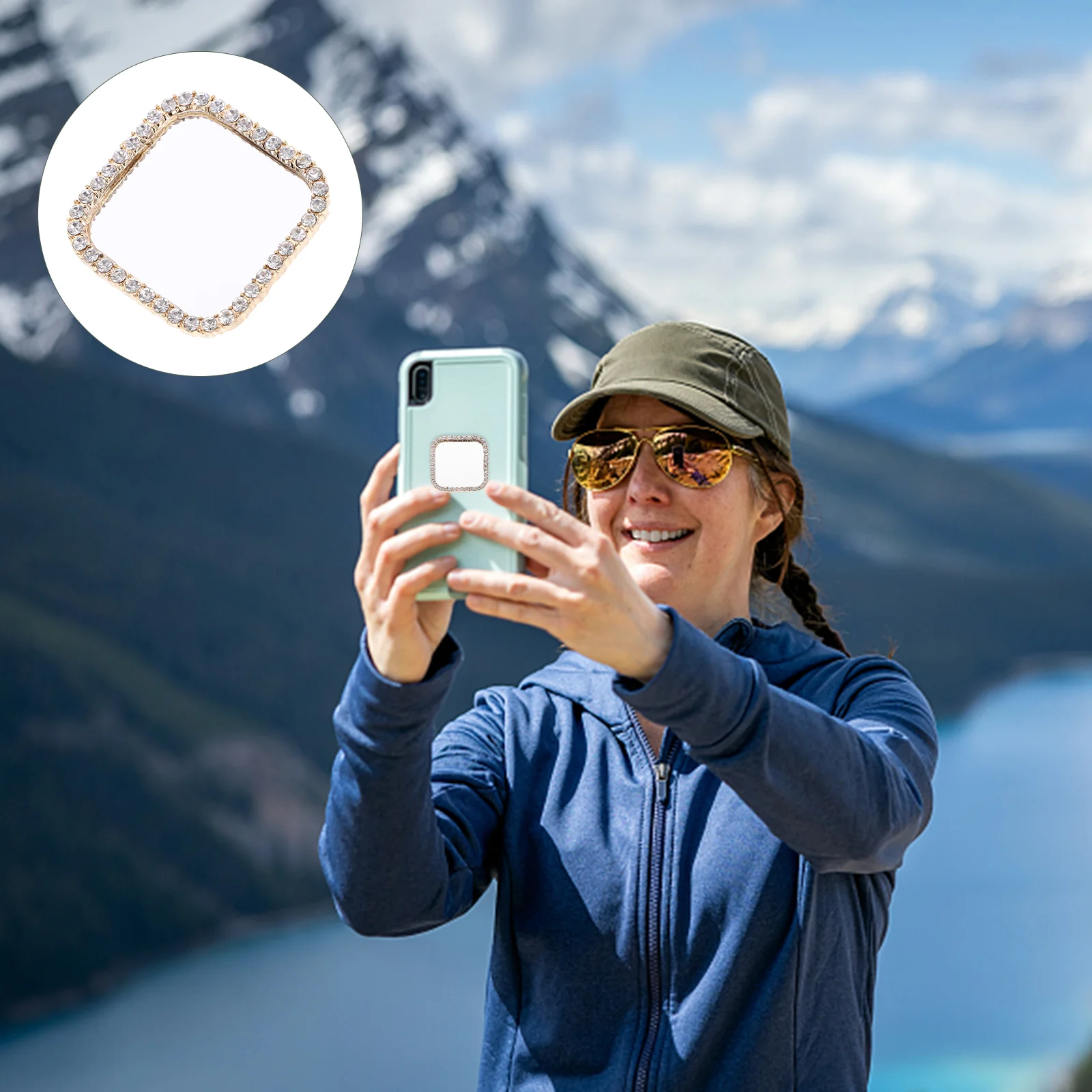 

Circle Mirror Mobile Phone Holder Back of Charm for Selfie Camera Make up Backing Round