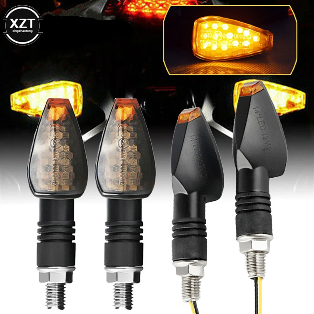 2pcs/set Universal Motorcycle LED Turn Signals Light Long Short Turn Signal Indicator Lamp Lights Blinkers Flashers Accessories, auto led light