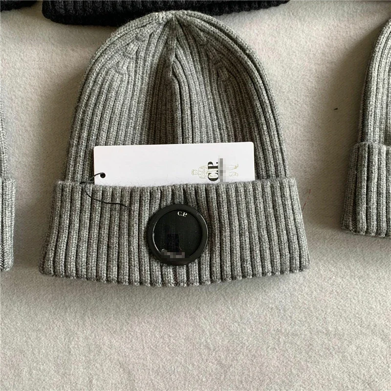 

CP Winter Outdoor Hat Ribbed Knit Lens Cotton BP Adult Beanies Street Hip Hop Keep Warm Knitted Unisex Caps