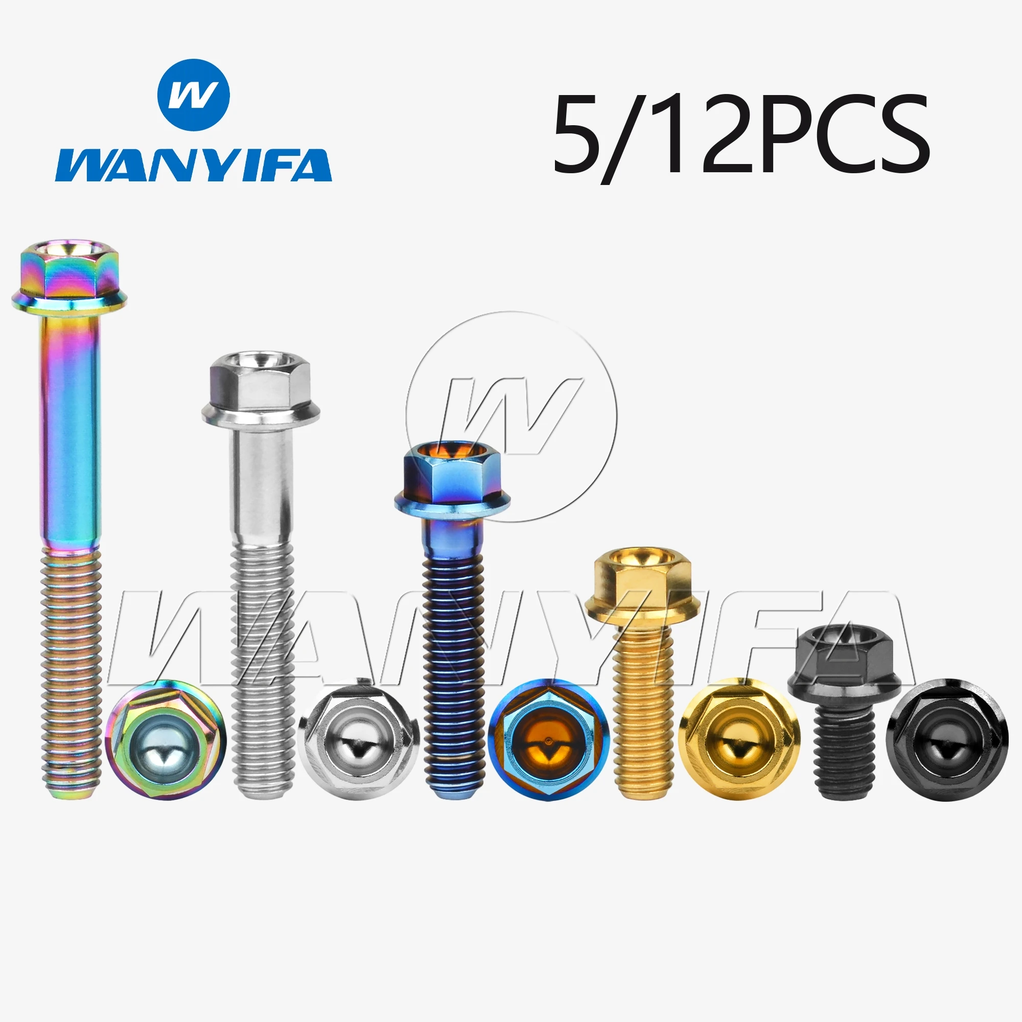 Wanyifa-parafuso de Titânio Parafusos de Cabeça Sextavada Flange para Bicicleta Motocicleta Modificação do Carro M6x10100 mm Pcs 12 Pcs