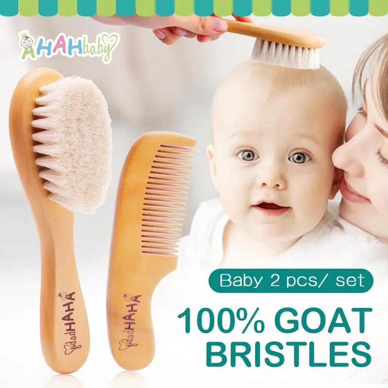 Baby Hair Brush Comb Set Newborn Massage Bath Shower Portable Comb Hair Mini Baby Brush Wooden Brushes Kids