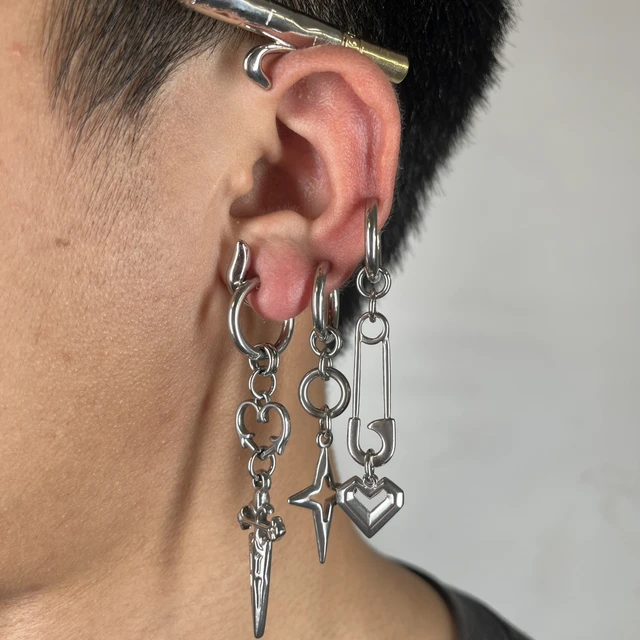 Boucles d'oreilles Punk Grunge Rock à rivets, chaîne, Cool, mode géométrique, goutte d'eau, gothique, breloque esthétique, bijoux, accessoires Hip Hop