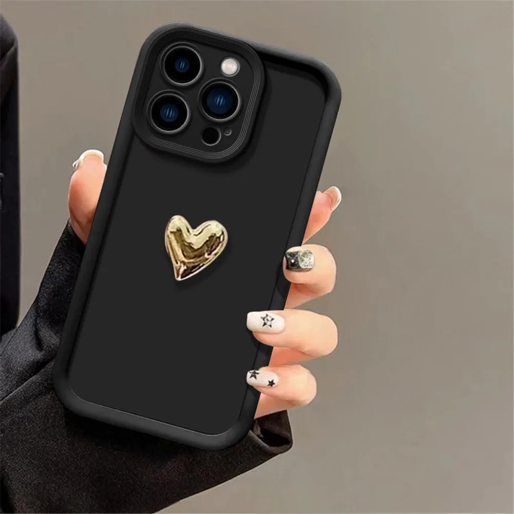 Luxury 3D Love Heart Matte Soft Silicon Phone Case