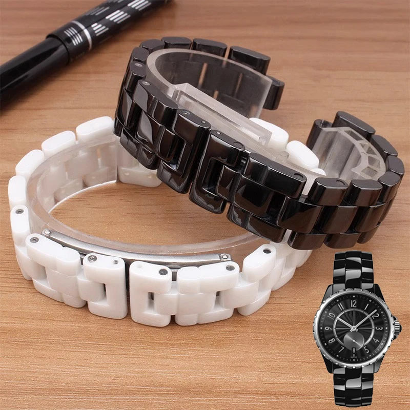 

For J12 ceramics watchband high quality women's And men's watch strap Fashion bracelet black white 16mm 19mm wristbands