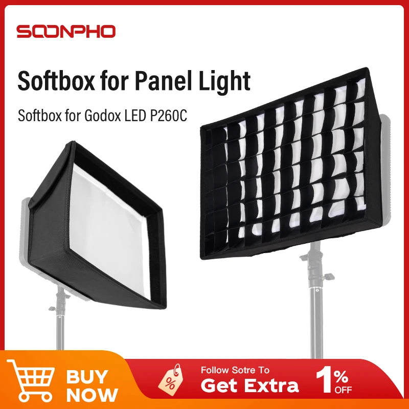 Foldable Softbox for Godox LEDP260C Video Light Portable Softbox Diffuser with H