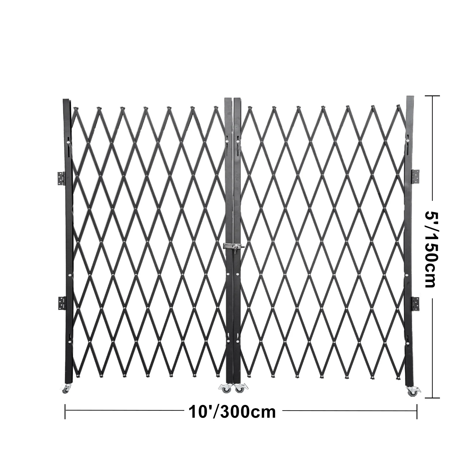 VEVOR Double Folding Security Gate 1.5-2 x 3-3.66m Folding Door Gate Steel Accordion Flexible Expanding Security With Wheel