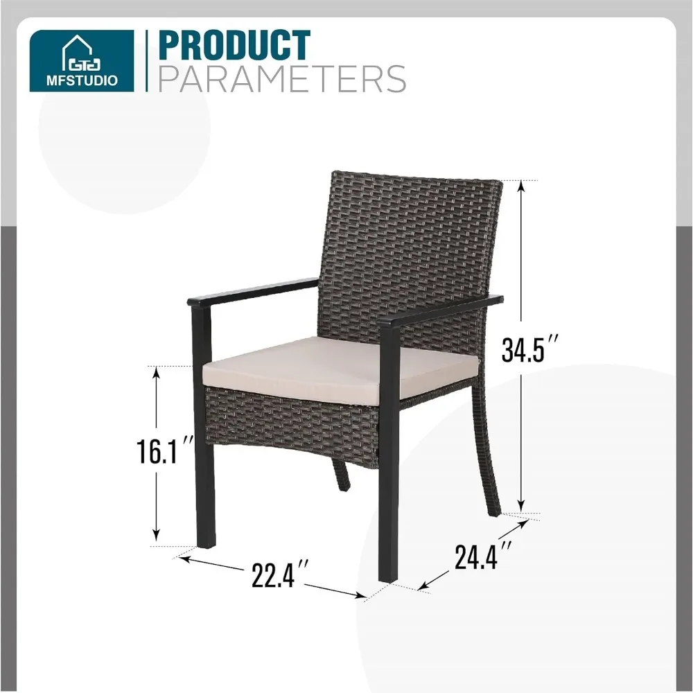 Outdoor Patio Rattan Wicker Chairs Set, Outdoor Patio Wicker Rattan Dining Chair Set of 4, 4 Woven Rattan Wicker Patio Chairs 5