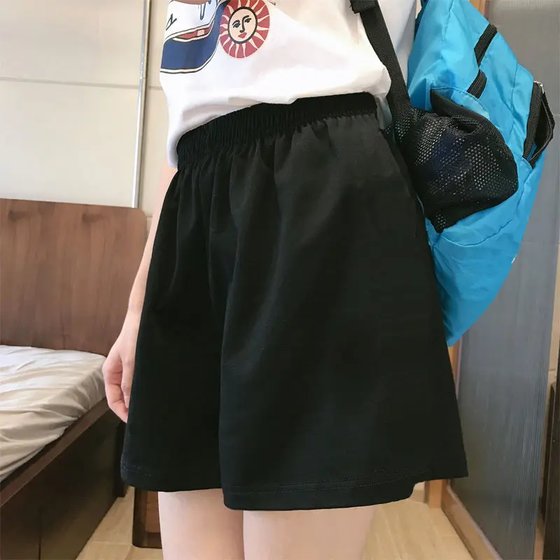 Women's Shorts Elastic Waist Short Pants for Woman To Wear Baggy Cargo Boxer Loose Cotton Outdoor Design Korean Style Elegant XL