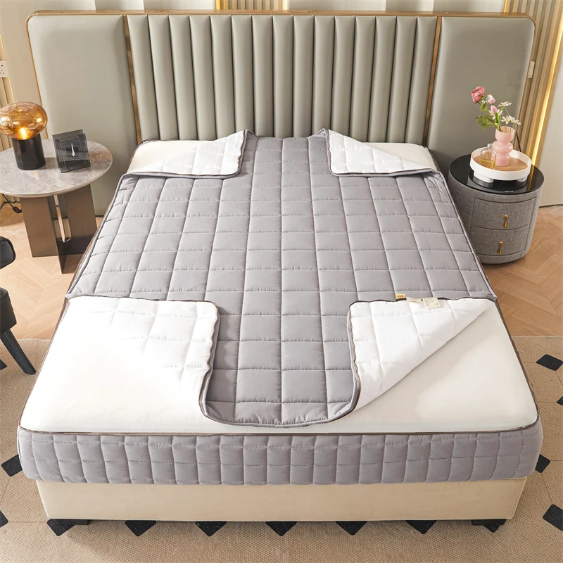 Thicken 6-Sides Bed Fitted Sheet Full Enclosed Mattress Cover with Zipper Quilted Bedding Protector Dust-Proof Soft Mattress Pad - Image 5