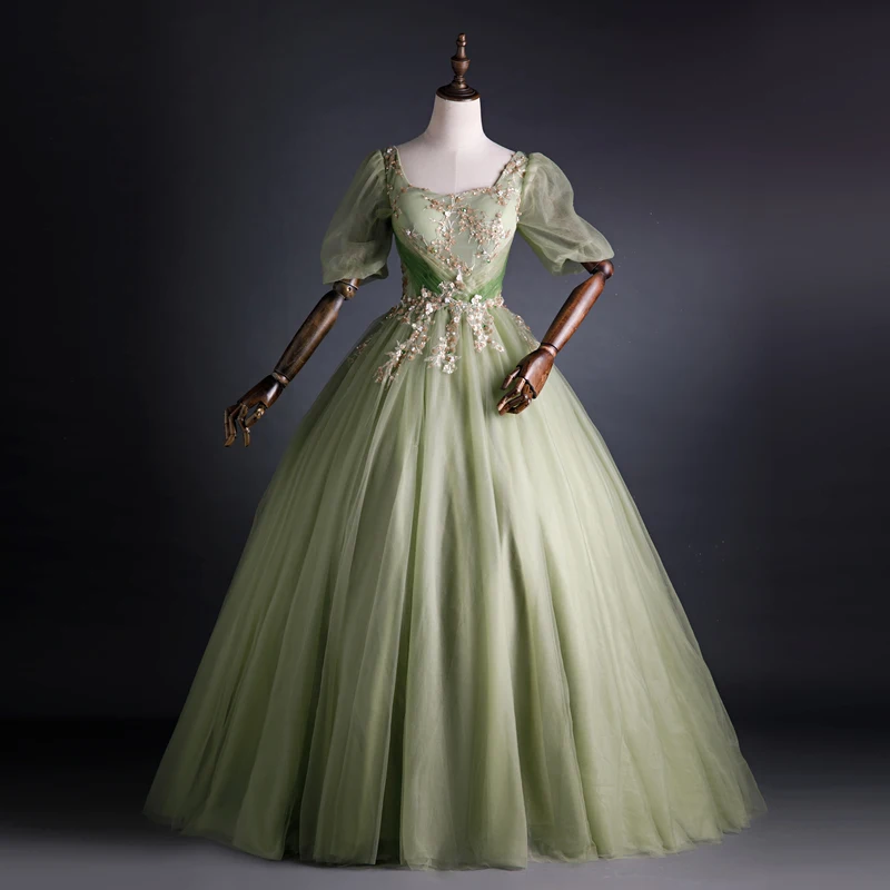

Spring and Summer Formal Vocal Dress for Art Examination Puff Sleeve Performance Costume Host Annual Party Evening Dress Women