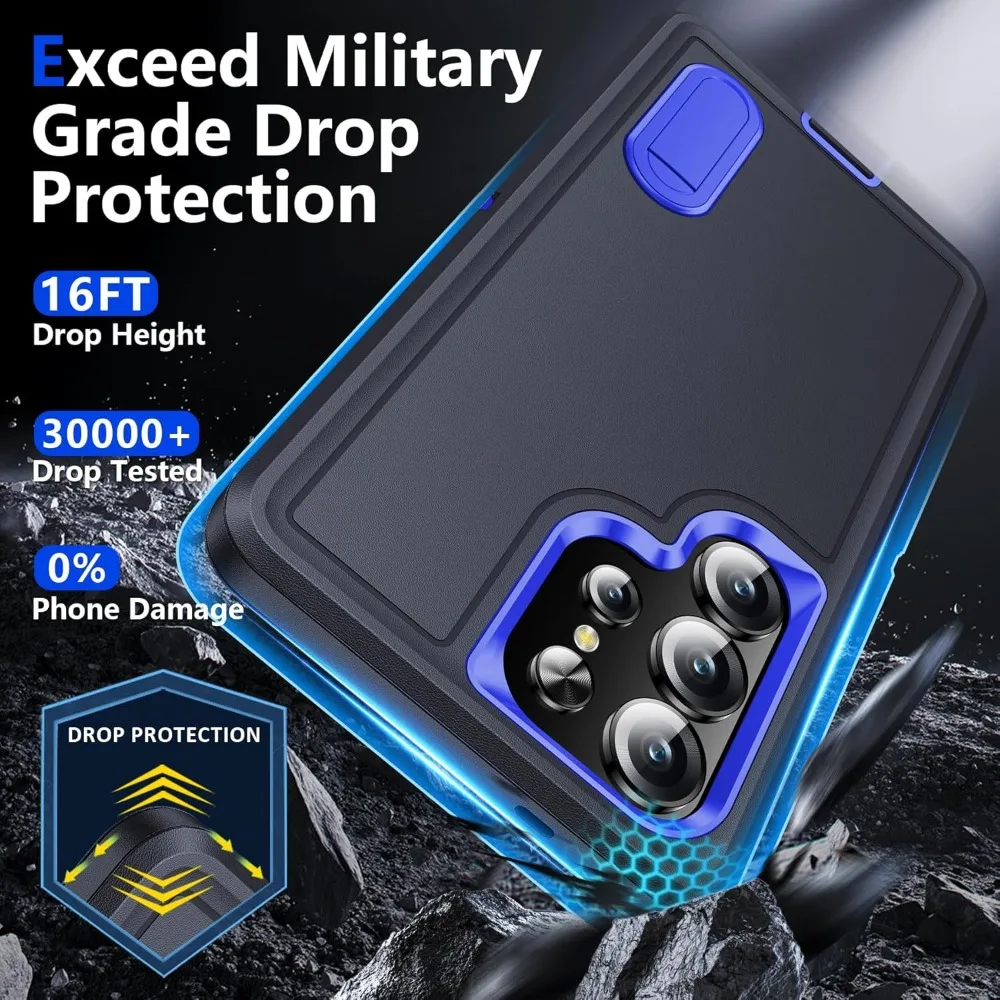 Military Grade Anti-Drop Matte Case with Built-in Kickstand - Durable Protector Cover