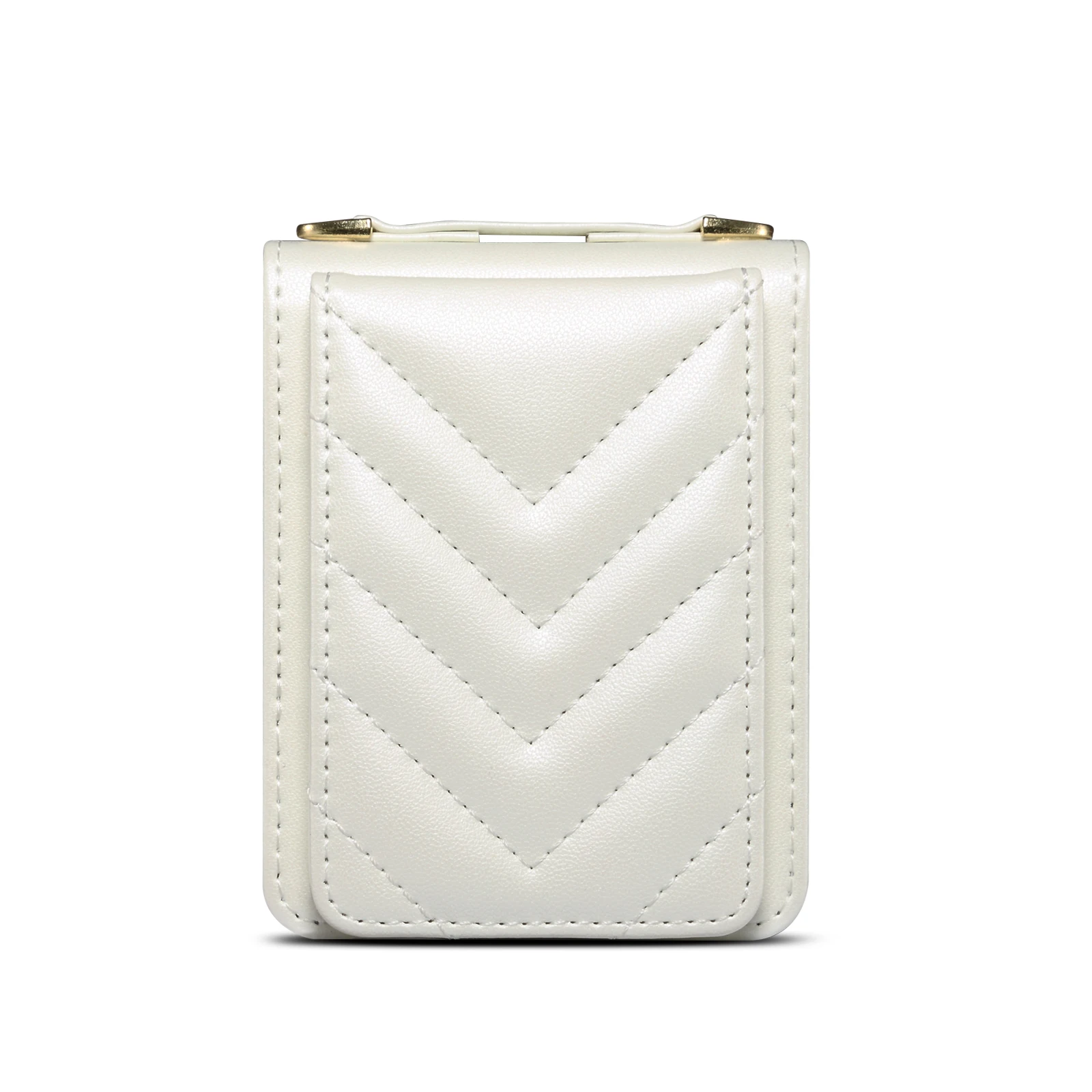 Luxury V-Shaped Quilted Leather Crossbody Phone Bag with Card Holder and Adjustable Strap