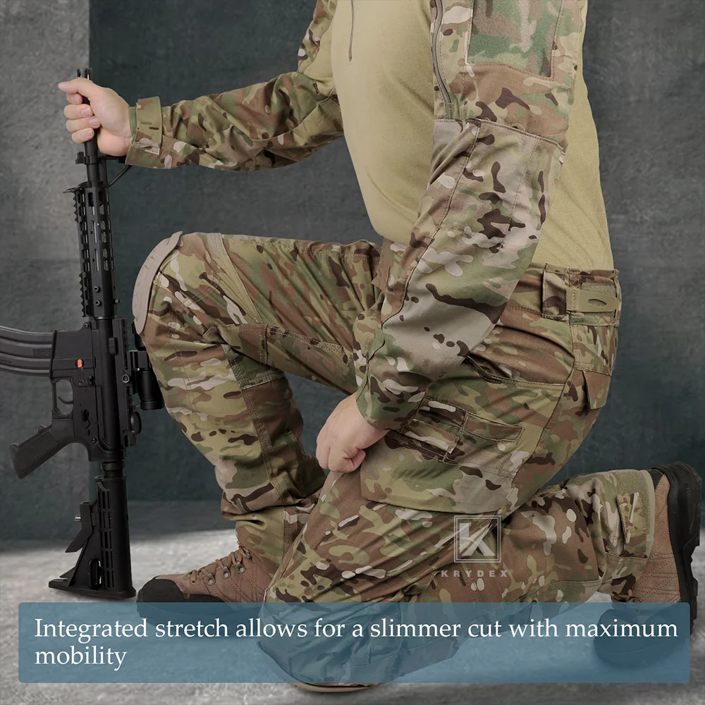 KRYDEX Camouflage Gen4 Combat Uniform Hunting Tactical Men&lsquo;s Shirt & Pants Suit Kit Camo Ranger Green Outdoor Clothing