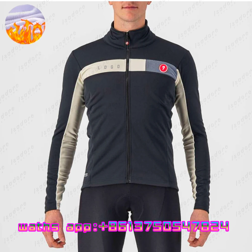 New Winter Jacket Thermal Fleece Bicycle Clothes Men's Cycling Jacket Warm Wool Long Sleeve Cycling Bike Clothing Sports