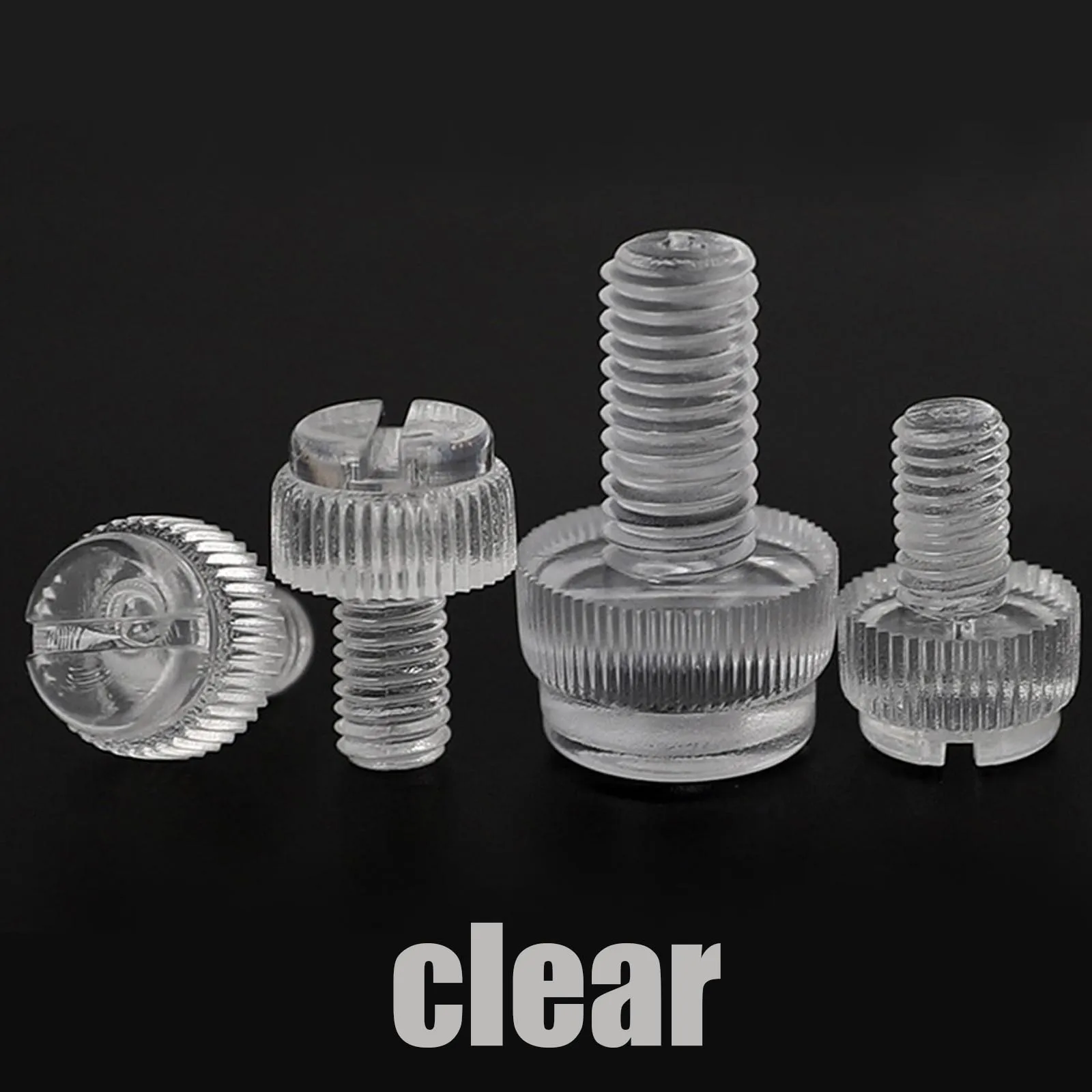 10/20Pcs M3 M4 M5 M6 M8 Acrylic Clear Transparent Nylon PA66 Plastic Knurl Slotted Head Toolless Thumb Bolt Screw