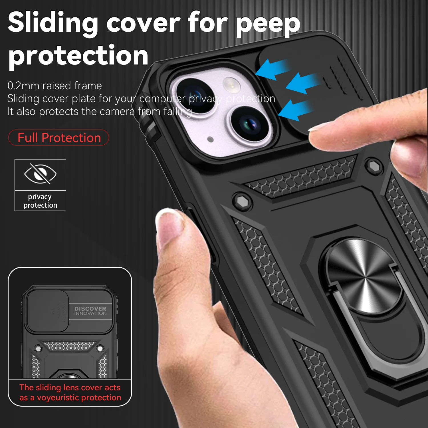 

Slide Lens Case For iphone 15 Cover For iphone 15 Fundas Coque Shell Metal Magnetic Bracket Holder Back Bumper For iphone 15