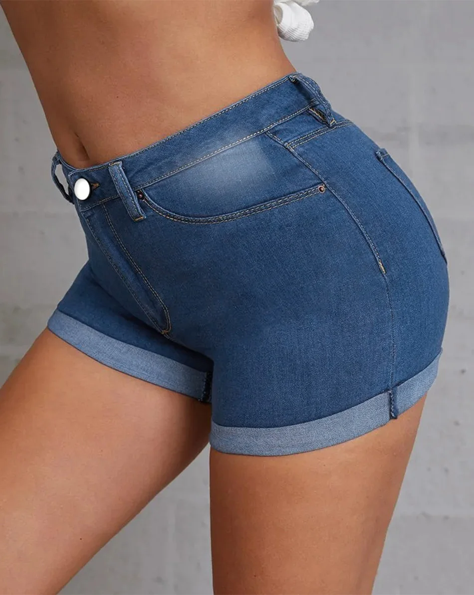 Women's Denim Shorts 2022 New Summer Lady Clothing High Waist Skinny Jeans Shorts Casual Solid Crimping Hot Shorts with Pockets patagonia shorts