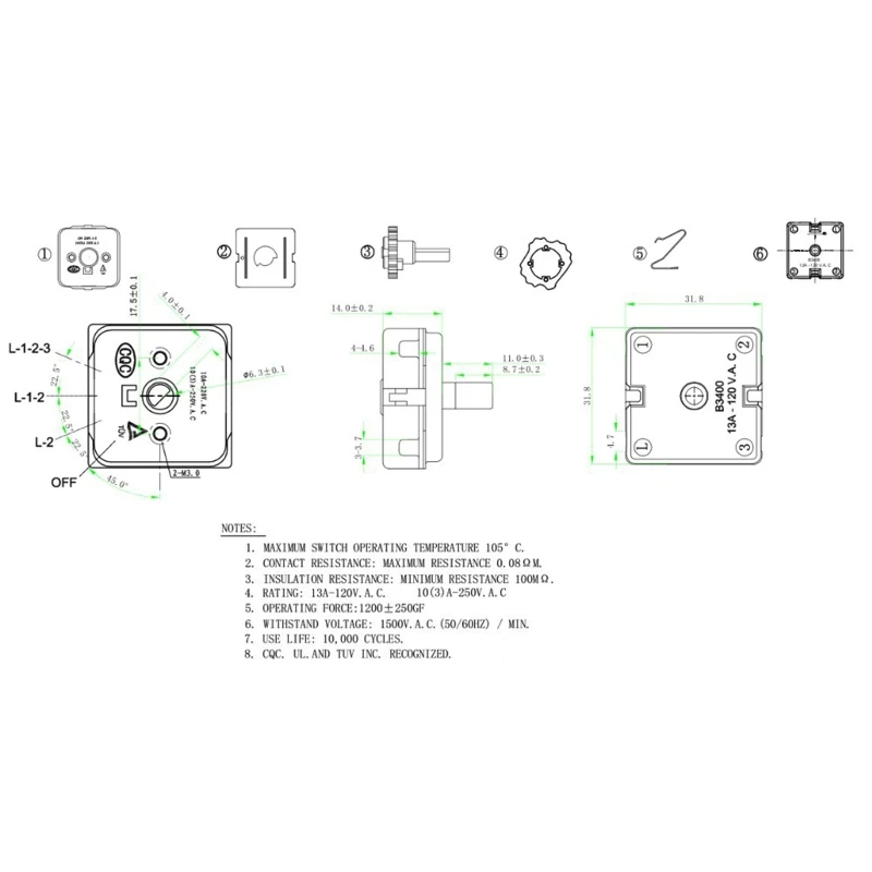 4 Position Rotary Switch OFF/Low/Medium/High 1Pc For Fan Heater