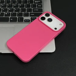 Chic Candy Color Litchi Patterned Shockproof Phone Case - iPhone 17 Pro (Rose red)