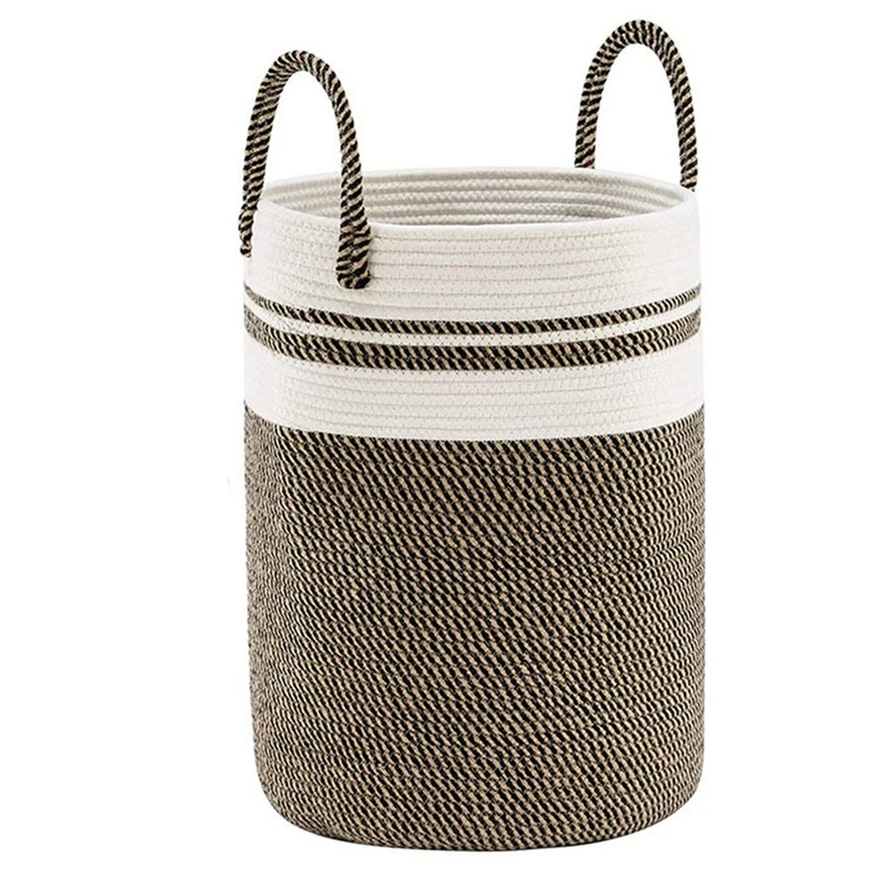 Laundry Basket with Handles,Woven Cotton Rope Laundry Basket for