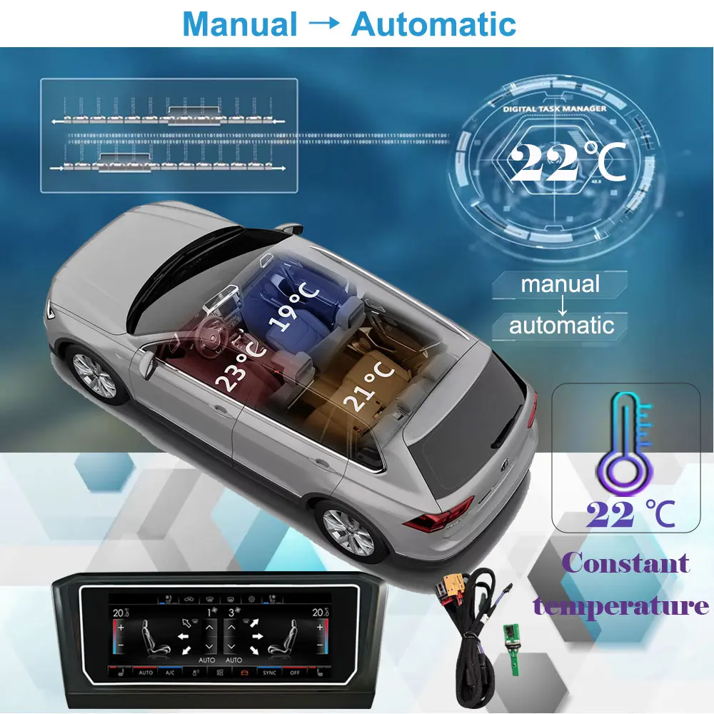 LCD dotek obrazovka vzduch conditioning panel automatický manuál klima ovládání borad pro VW kubíků tiguan golf 7 mk7 mk7.5 golf 7.5 golf R