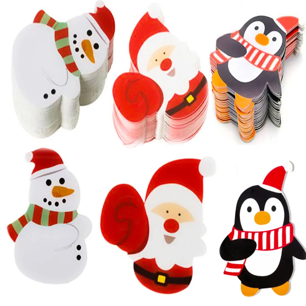 Party Decorations Christmas 25/50pcs Lot Cartoons Santa Claus Paper Cards Penguins Cake Pops Gift Package Candy Holders Festival