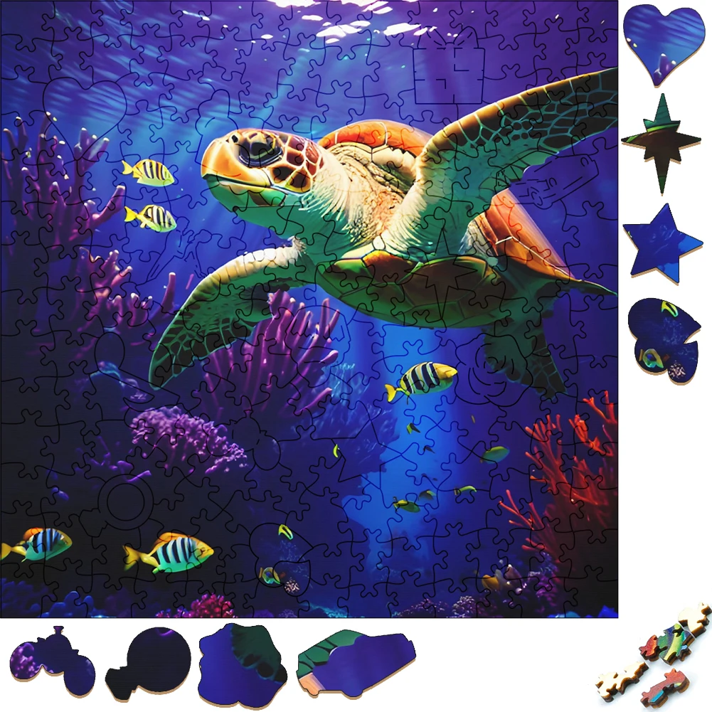 Creative Wooden Puzzle Mysterious Turtle Funny Toy Animal Wood Puzzles Smart Games Shaped Jigsaw Puzzle Best Gift For Friends