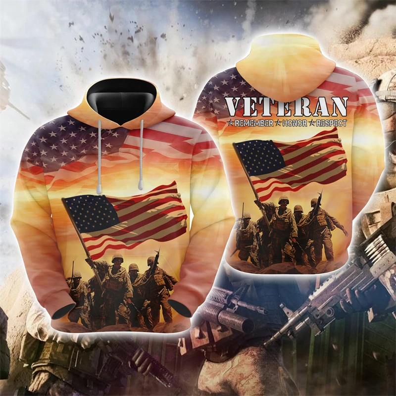 thumbnail image 1 of Sudadera con capucha con estampado 3D de veteranos de EE. UU., ropa para hombre, chándal con bandera de EE. UU., águila, informal, 1 of 4