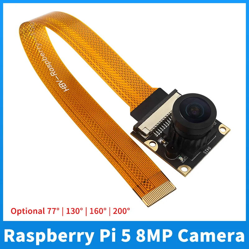 Raspberry Pi 5 8MP Camera IMX219 Sensor Chip CSI Interface 77&deg; 130&deg; 160&deg; 200&deg; Camera Webcam for Raspberry Pi 5 Zero W 2W