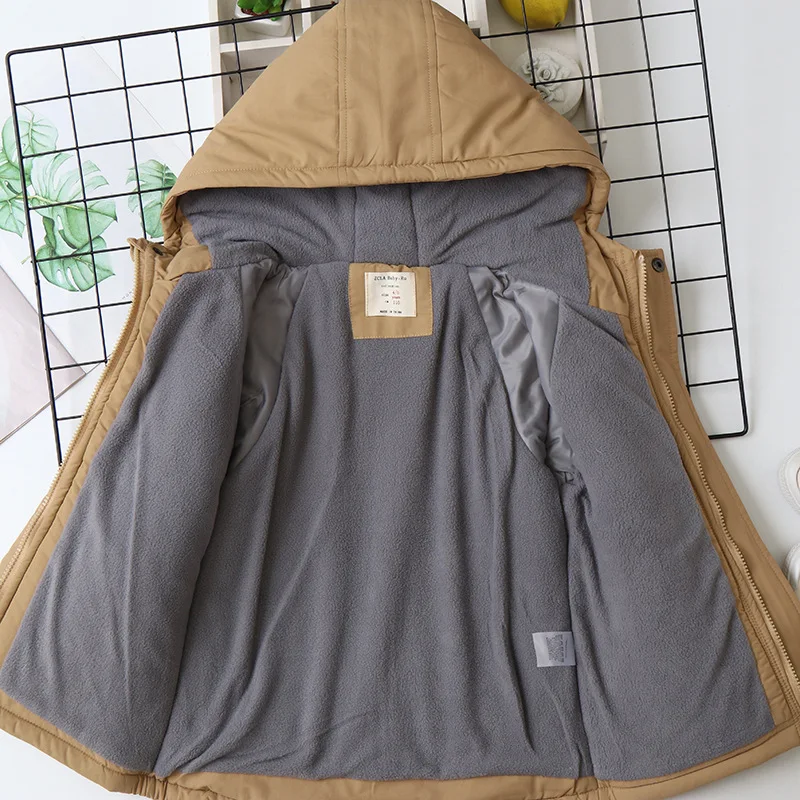 OLEKID Autumn Winter Children Jacket For Boys Hooded Plus Velvet Thicken Warm Teenage Boy Outerwear Coat 4-14 Year Kids Parka 6