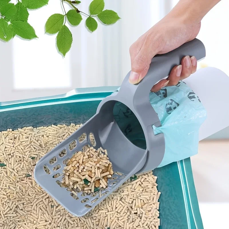 Large Capacity Cat Litter Scoop With Integrated Waste Bin And Bags_voghion.com
