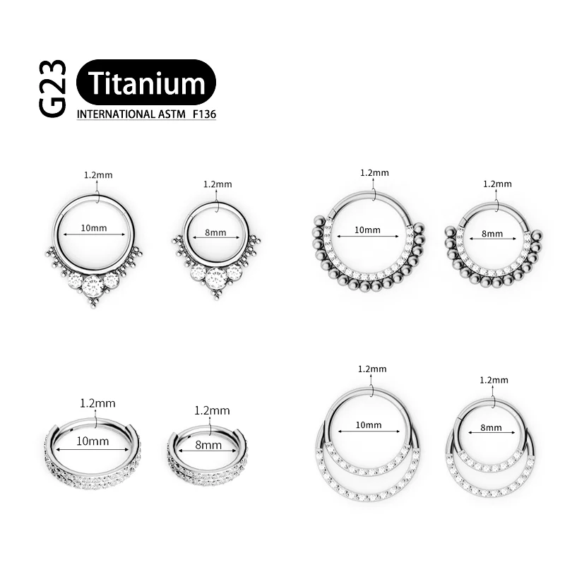 G23 Titanium Hoop Earrings 16G Nose Ring Septum Sexy Ear Helix Cartilag Piercing Jewelry Zircon Earlobe Circle Gift For Women