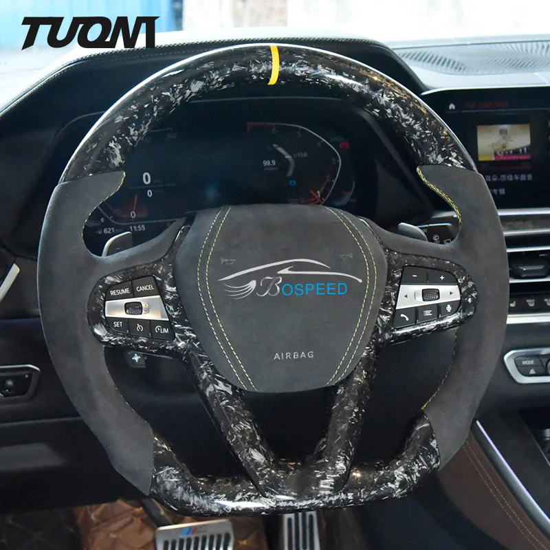 

Рулевое колесо из углеродного волокна F M для Bmw F30 F10 F45 F34 F85 M3 M5 M6 E92 E90 E93 G20 G80 G42 X5m, спортивный автомобильный, замшевый, светодиодный, под заказ