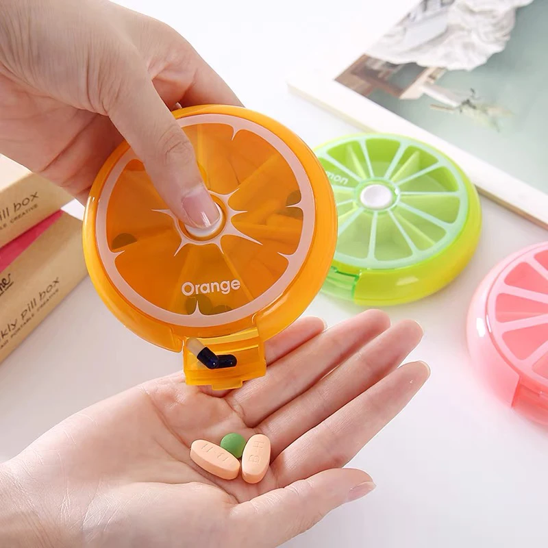 Compact Seven-Grid Round Medicine Storage Box – Weekly Pill Organizer