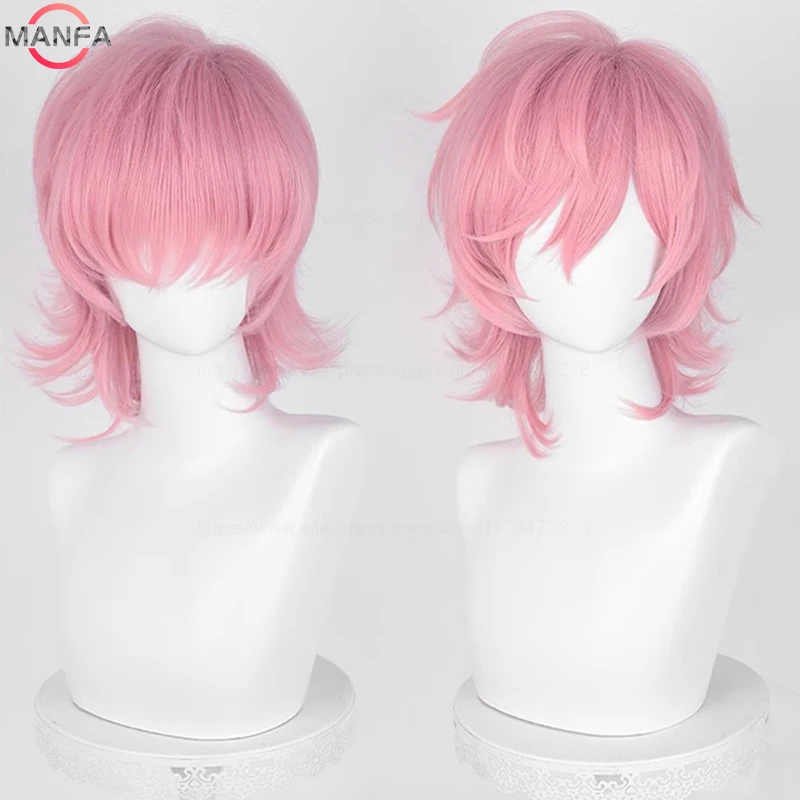 Anime Ayato Yuri Cosplay Perücke 36 cm Rosa Kurze Perücken Hitzebeständige Kunsthaar – Detail 2