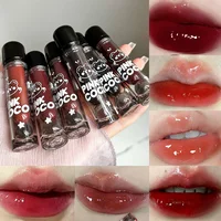 PINKCOCO Bear Doodle Mirror Lip Glaze — Long-Lasting Shiny Lip Gloss, Student-Friendly, Skin-Brightening Nude Lipstick 1