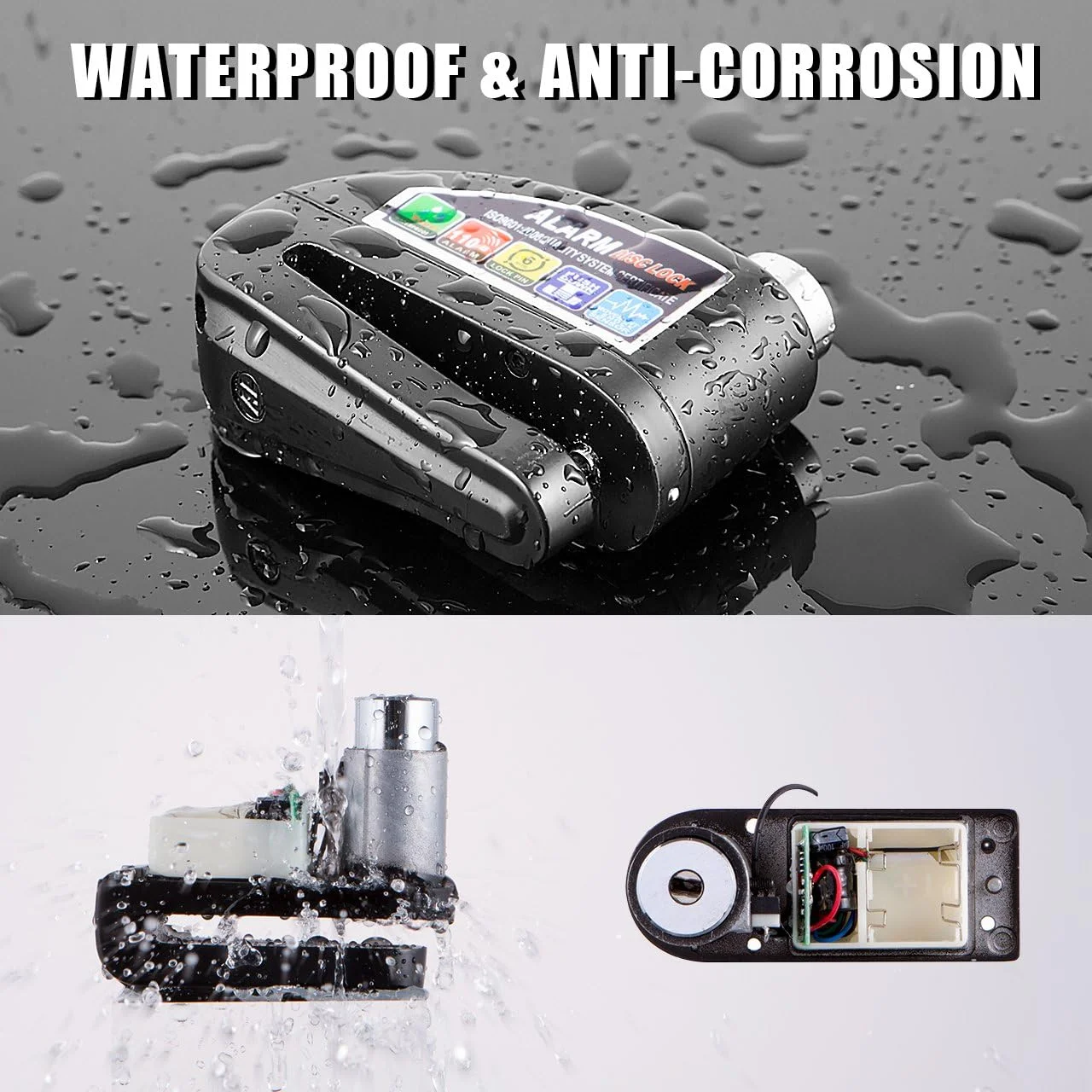 Motorcycle Scooter Disc Brake Lock Motor Bicycle Anti-theft Wheel Disc Brake Lock Waterproof Security Alarm Protection