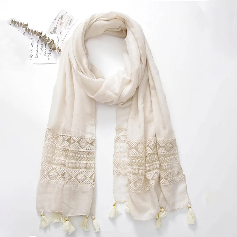 

Fashion Autumn Brand Bohemian Ethnic Floral Tassel Viscose Shawl Scarf Lady Soft Pashmina Hijabs and Wraps Bufandas Muslim Sjaal