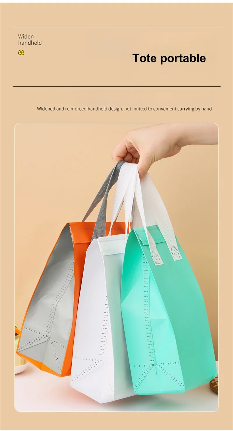 25pcs Non-Woven Insulated Tote Bags – Reusable Portable Fabric Pouches for Food, Cake, ... - SKU NITB1828 - UGI Packaging