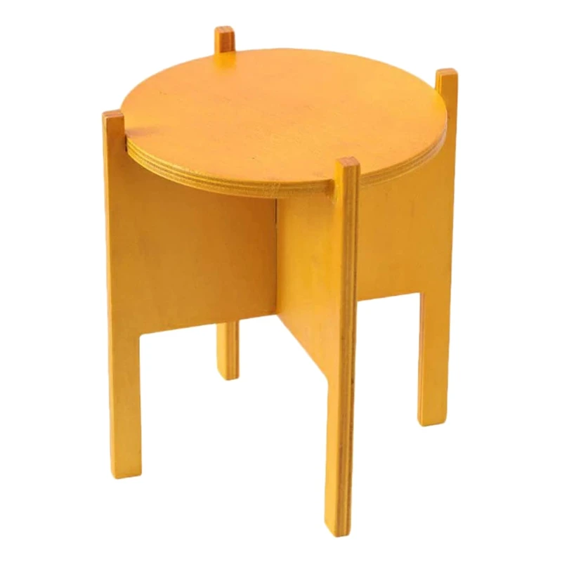 

Wooden Flower Pot Holder Plant Stand Flower Pot Holder Set Plant Shelf For Indoor And Outdoor Decorations (Yellow)