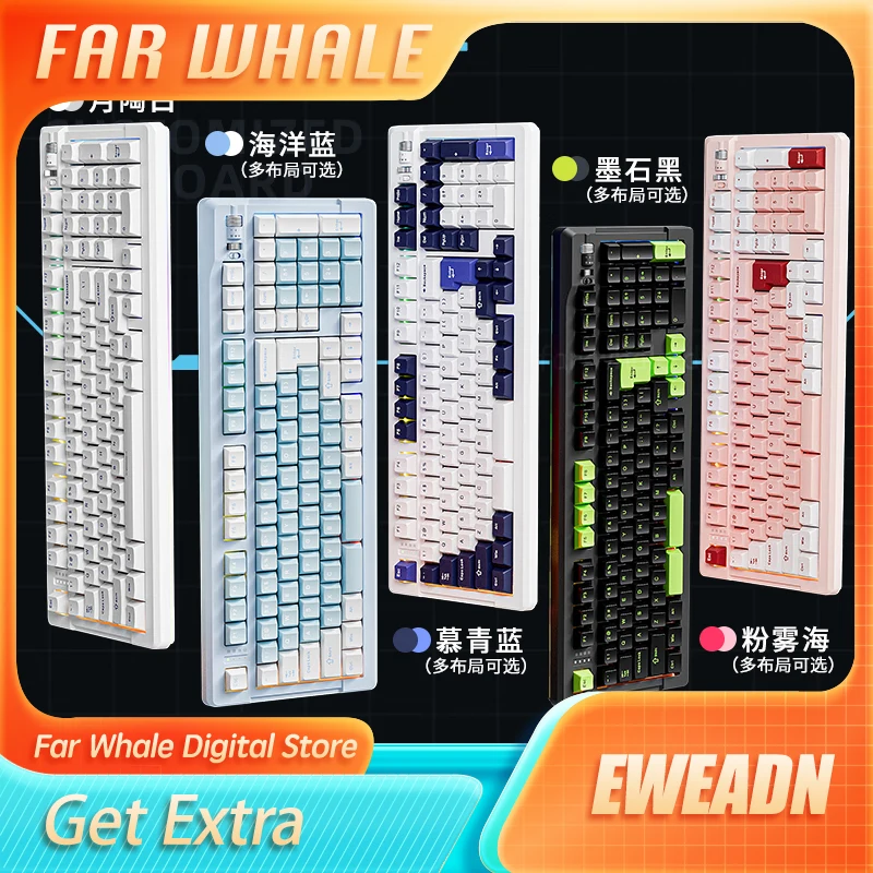 

EWEADN X99 Customized Mechanical Keyboard Wireless Bluetooth E-Sports Gaming Keyboard Split Space Version/One Word Space for PC
