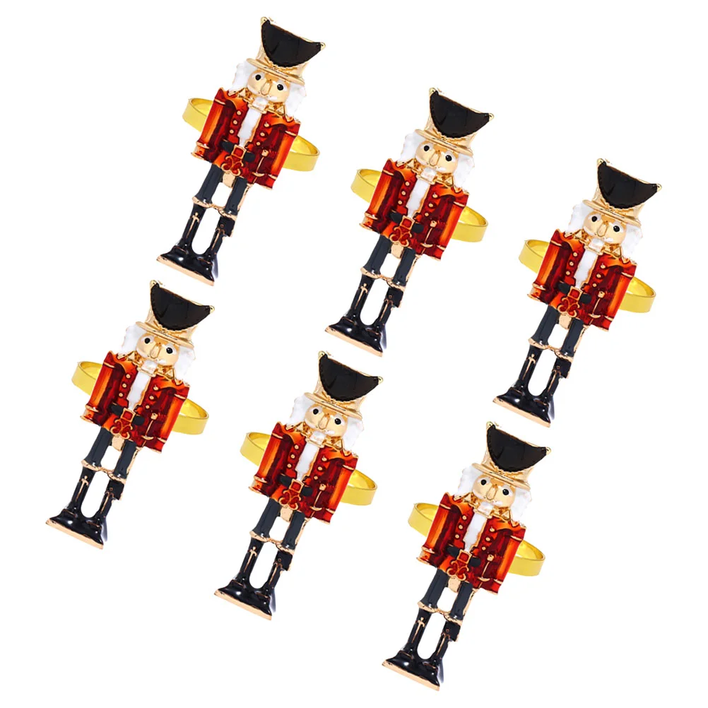 

Metal Nutcracker Napkin Rings Soldier Table Holder Rings for Christmas Holiday New Year Wedding Party Table Decoration