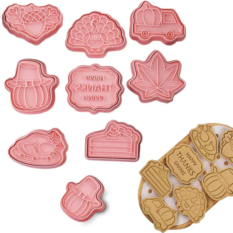 

Holiday Fondant Cutters Set 8 Pieces Cutters Set Embossing Plunger Dies Halloween Cookie Cutters For Fudge Fondant Dough Craft