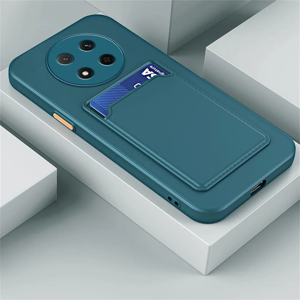 Premium Card Slot Wallet Shockproof Silicone Case - Matte Soft TPU Cover for Huawei Honor Magic Series