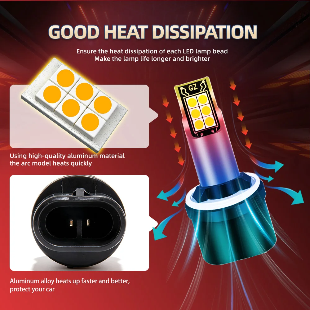 2PCS 880/H27 LED 안개등 3000K 노란색 전구 30000LM Canbus 오류 없음 업그레이드 CSP 칩 고출력 DRL 램프 플러그 앤 플레이