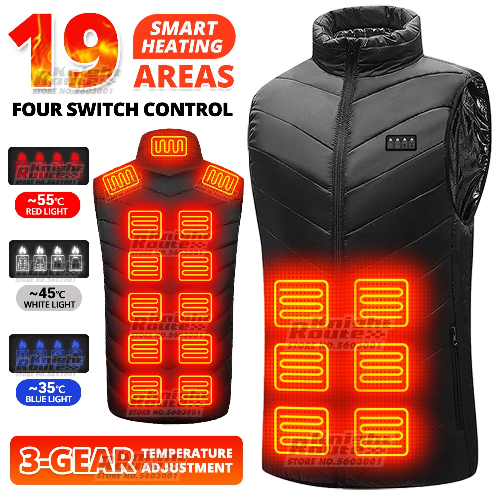 19 Areas Self Heating Vest Men's Women's USB Heated Washable Winter Heating jacket heated jacket